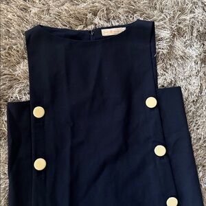 Elegant Tory Burch Navy Blue Dress with Button Accents